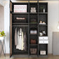 Black Glass Wardrobe Armoire Modern Style Wardrobe for Bedroom