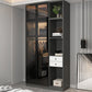 Black Glass Wardrobe Armoire Modern Style Wardrobe for Bedroom