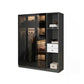 Black Glass Wardrobe Armoire Modern Style Wardrobe for Bedroom