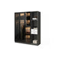Black Glass Wardrobe Armoire Modern Style Wardrobe for Bedroom