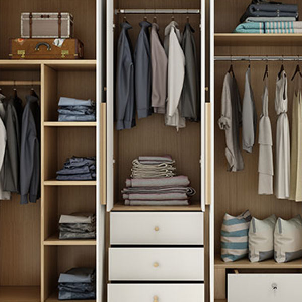 Contemporary White Storage Cabinet for Bedroom Manufactured Wood Hinged Door Cabinet