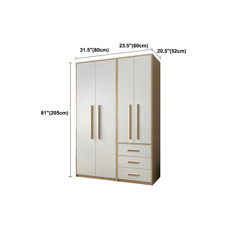 Contemporary White Storage Cabinet for Bedroom Manufactured Wood Hinged Door Cabinet