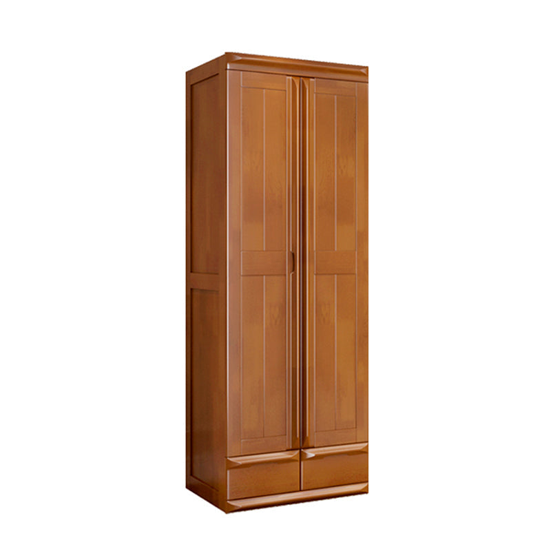 Rubberwood Wardrobe Cabinet With Drawer Traditional Wardrobe Closet 30"L x 24"W x 86"H Brown Clearhalo 'Armoires & Wardrobes' 'armoires_wardrobes' 'Bedroom Furniture' 'furn' 'furn_armoires_wardrobes' 'Furniture' 5686288