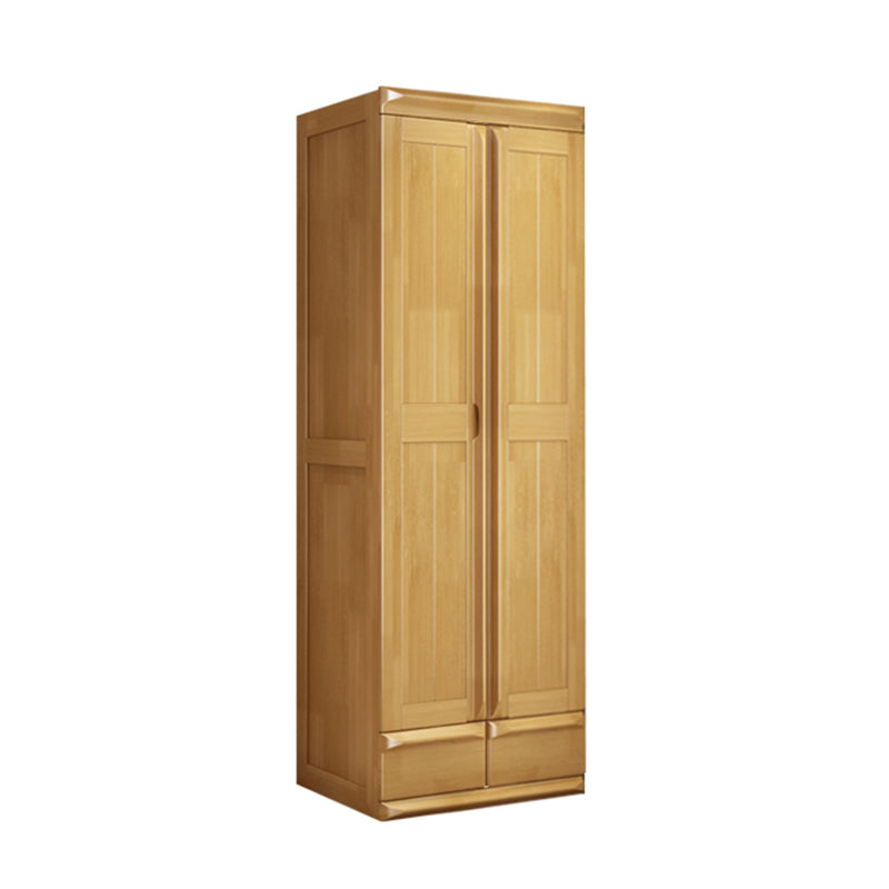 Rubberwood Wardrobe Cabinet With Drawer Traditional Wardrobe Closet 30"L x 24"W x 86"H Wood Clearhalo 'Armoires & Wardrobes' 'armoires_wardrobes' 'Bedroom Furniture' 'furn' 'furn_armoires_wardrobes' 'Furniture' 5686289