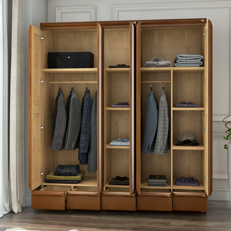 Rubberwood Wardrobe Cabinet With Drawer Traditional Wardrobe Closet Clearhalo 'Armoires & Wardrobes' 'armoires_wardrobes' 'Bedroom Furniture' 'furn' 'furn_armoires_wardrobes' 'Furniture' 5686292