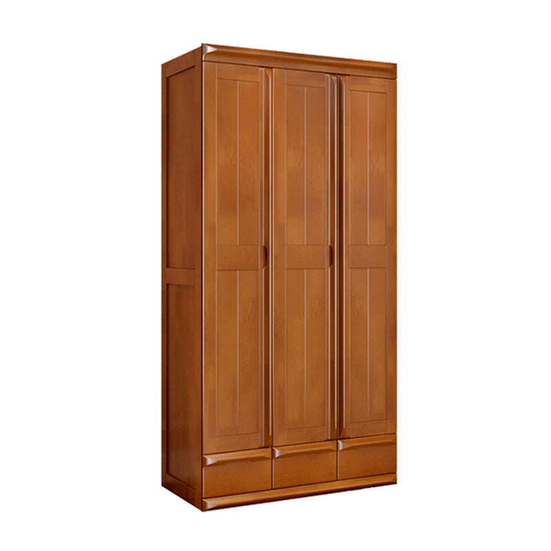 Rubberwood Wardrobe Cabinet With Drawer Traditional Wardrobe Closet 46"L x 24"W x 86"H Brown Clearhalo 'Armoires & Wardrobes' 'armoires_wardrobes' 'Bedroom Furniture' 'furn' 'furn_armoires_wardrobes' 'Furniture' 5686293