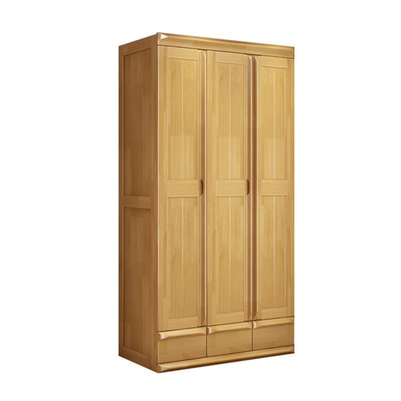 Rubberwood Wardrobe Cabinet With Drawer Traditional Wardrobe Closet 46"L x 24"W x 86"H Wood Clearhalo 'Armoires & Wardrobes' 'armoires_wardrobes' 'Bedroom Furniture' 'furn' 'furn_armoires_wardrobes' 'Furniture' 5686295