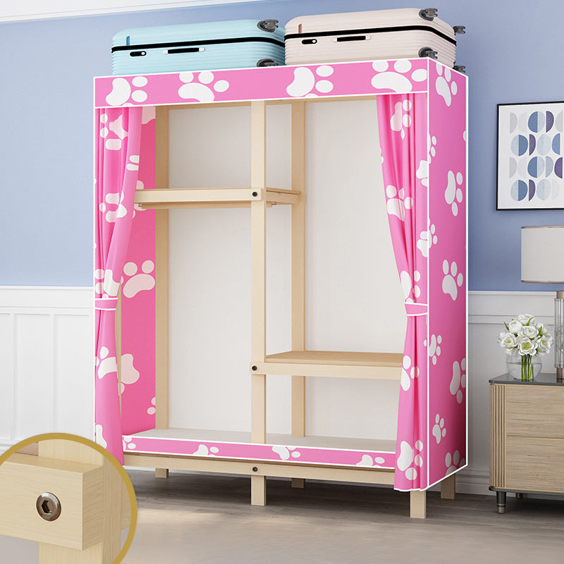 Contemporary Style Wardrobe Solid Wood 1-Door Wardrobe Closet for Bedroom 40.2"L x 17.7"W x 63.8"H Pink Clearhalo 'Armoires & Wardrobes' 'armoires_wardrobes' 'Bedroom Furniture' 'furn' 'furn_armoires_wardrobes' 'Furniture' 5686479