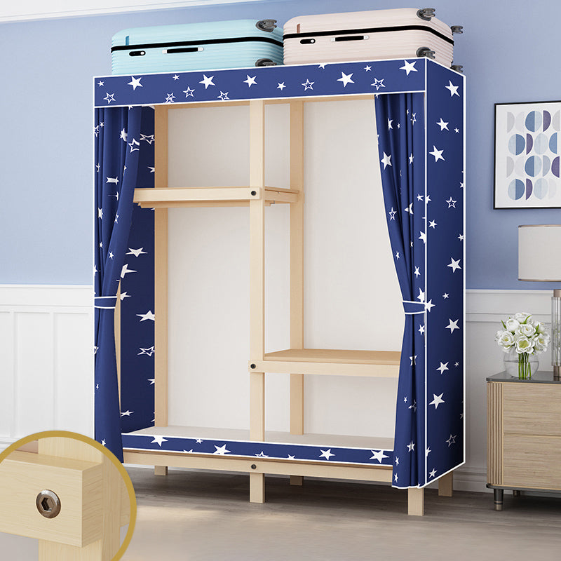 Contemporary Style Wardrobe Solid Wood 1-Door Wardrobe Closet for Bedroom 40.2"L x 17.7"W x 63.8"H Blue Clearhalo 'Armoires & Wardrobes' 'armoires_wardrobes' 'Bedroom Furniture' 'furn' 'furn_armoires_wardrobes' 'Furniture' 5686480
