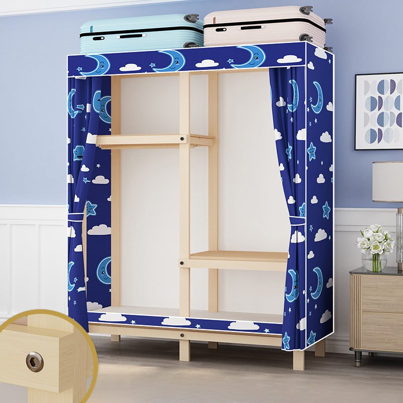 Contemporary Style Wardrobe Solid Wood 1-Door Wardrobe Closet for Bedroom 40.2"L x 17.7"W x 63.8"H Dark Blue Clearhalo 'Armoires & Wardrobes' 'armoires_wardrobes' 'Bedroom Furniture' 'furn' 'furn_armoires_wardrobes' 'Furniture' 5686483