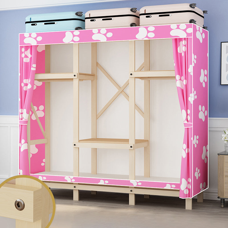 Contemporary Style Wardrobe Solid Wood 1-Door Wardrobe Closet for Bedroom 51.2"L x 17.7"W x 63.8"H Pink Clearhalo 'Armoires & Wardrobes' 'armoires_wardrobes' 'Bedroom Furniture' 'furn' 'furn_armoires_wardrobes' 'Furniture' 5686488