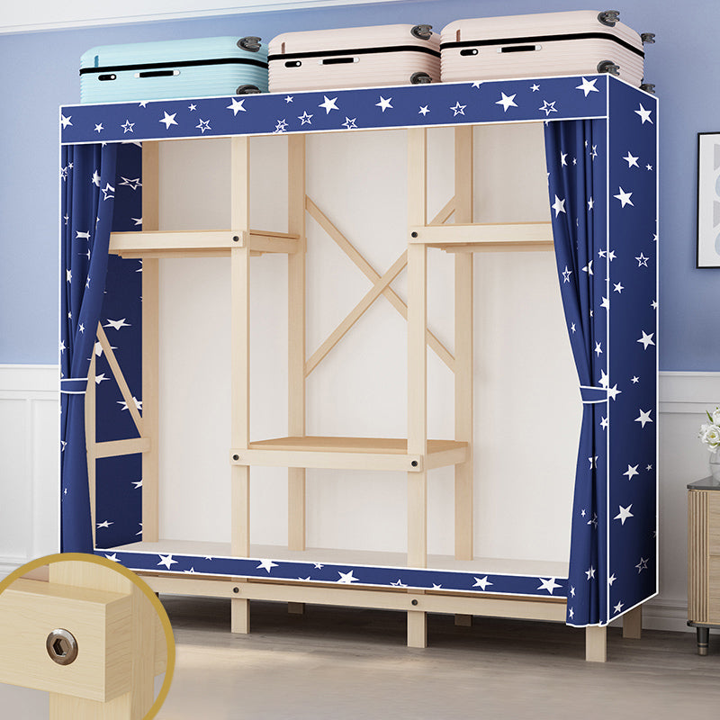 Contemporary Style Wardrobe Solid Wood 1-Door Wardrobe Closet for Bedroom 51.2"L x 17.7"W x 63.8"H Blue Clearhalo 'Armoires & Wardrobes' 'armoires_wardrobes' 'Bedroom Furniture' 'furn' 'furn_armoires_wardrobes' 'Furniture' 5686490