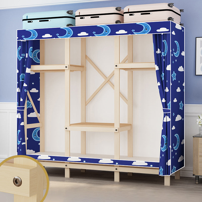 Contemporary Style Wardrobe Solid Wood 1-Door Wardrobe Closet for Bedroom 51.2"L x 17.7"W x 63.8"H Dark Blue Clearhalo 'Armoires & Wardrobes' 'armoires_wardrobes' 'Bedroom Furniture' 'furn' 'furn_armoires_wardrobes' 'Furniture' 5686495