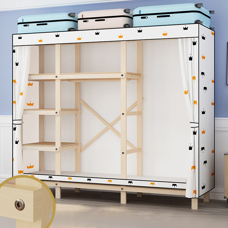 Contemporary Style Wardrobe Solid Wood 1-Door Wardrobe Closet for Bedroom 66.9"L x 17.7"W x 63.8"H White Clearhalo 'Armoires & Wardrobes' 'armoires_wardrobes' 'Bedroom Furniture' 'furn' 'furn_armoires_wardrobes' 'Furniture' 5686497