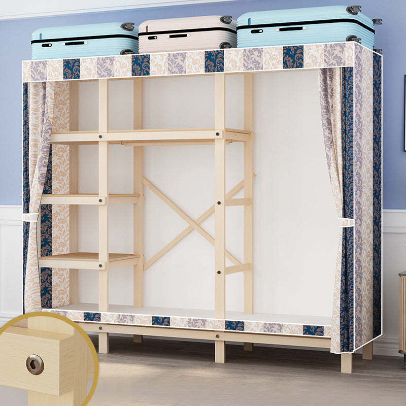 Contemporary Style Wardrobe Solid Wood 1-Door Wardrobe Closet for Bedroom 66.9"L x 17.7"W x 63.8"H Beige Clearhalo 'Armoires & Wardrobes' 'armoires_wardrobes' 'Bedroom Furniture' 'furn' 'furn_armoires_wardrobes' 'Furniture' 5686498