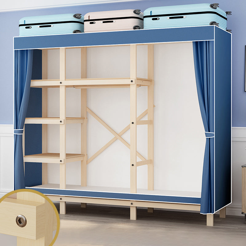Contemporary Style Wardrobe Solid Wood 1-Door Wardrobe Closet for Bedroom 66.9"L x 17.7"W x 63.8"H Sky Blue Clearhalo 'Armoires & Wardrobes' 'armoires_wardrobes' 'Bedroom Furniture' 'furn' 'furn_armoires_wardrobes' 'Furniture' 5686505