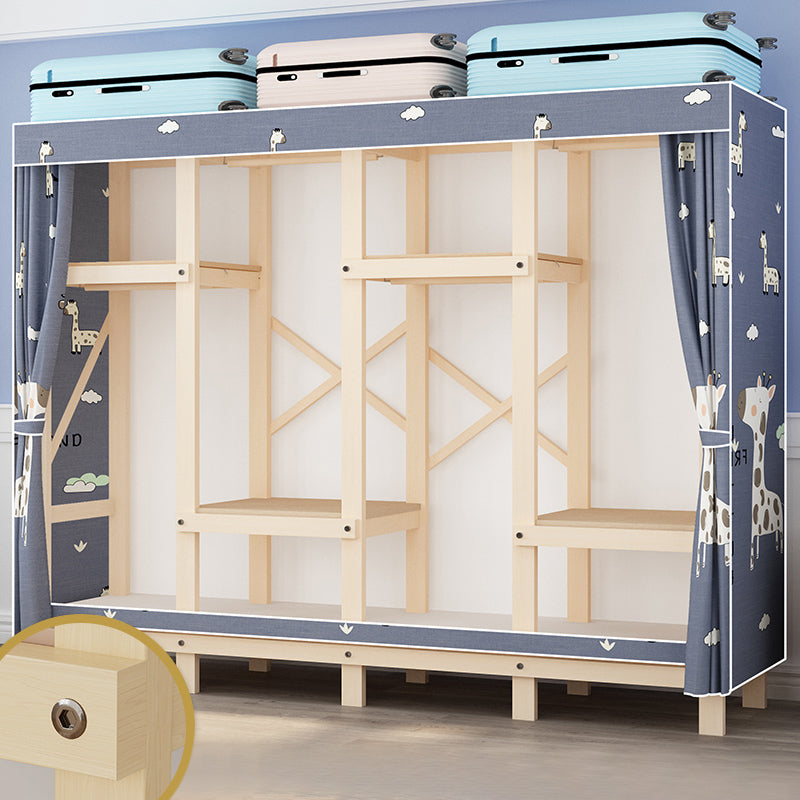 Contemporary Style Wardrobe Solid Wood 1-Door Wardrobe Closet for Bedroom 78.7"L x 17.7"W x 63.8"H Light Gray Clearhalo 'Armoires & Wardrobes' 'armoires_wardrobes' 'Bedroom Furniture' 'furn' 'furn_armoires_wardrobes' 'Furniture' 5686511