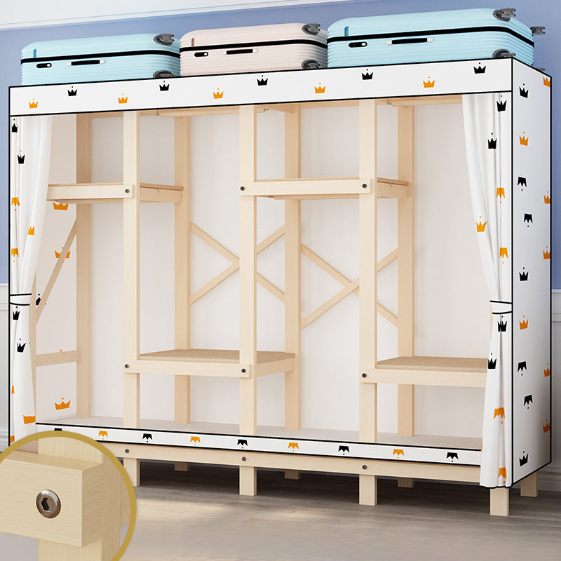 Contemporary Style Wardrobe Solid Wood 1-Door Wardrobe Closet for Bedroom 78.7"L x 17.7"W x 63.8"H White Clearhalo 'Armoires & Wardrobes' 'armoires_wardrobes' 'Bedroom Furniture' 'furn' 'furn_armoires_wardrobes' 'Furniture' 5686512