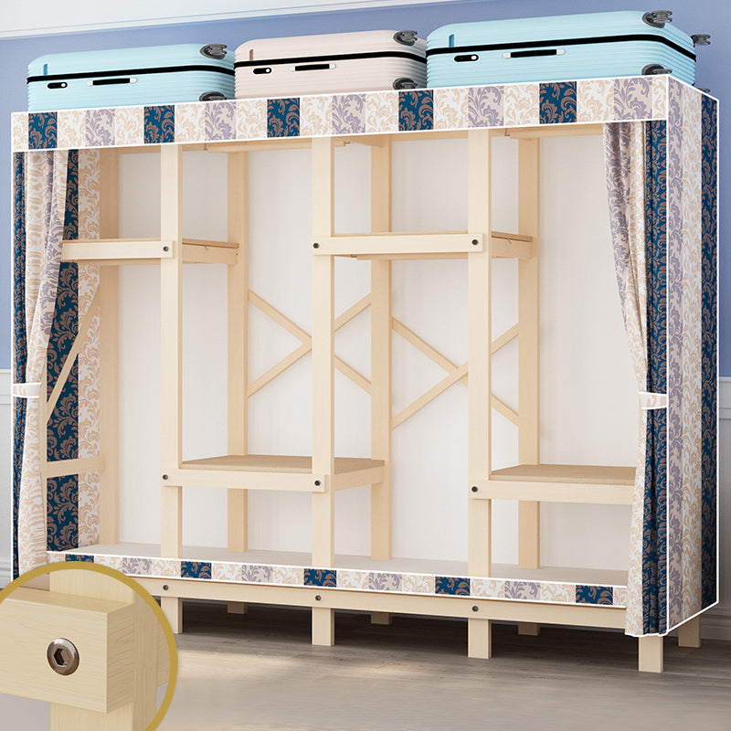 Contemporary Style Wardrobe Solid Wood 1-Door Wardrobe Closet for Bedroom 78.7"L x 17.7"W x 63.8"H Beige Clearhalo 'Armoires & Wardrobes' 'armoires_wardrobes' 'Bedroom Furniture' 'furn' 'furn_armoires_wardrobes' 'Furniture' 5686513