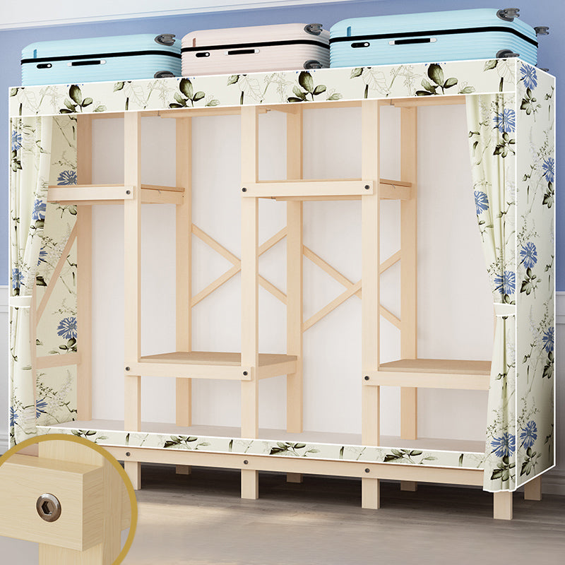 Contemporary Style Wardrobe Solid Wood 1-Door Wardrobe Closet for Bedroom 78.7"L x 17.7"W x 63.8"H Yellow Clearhalo 'Armoires & Wardrobes' 'armoires_wardrobes' 'Bedroom Furniture' 'furn' 'furn_armoires_wardrobes' 'Furniture' 5686515