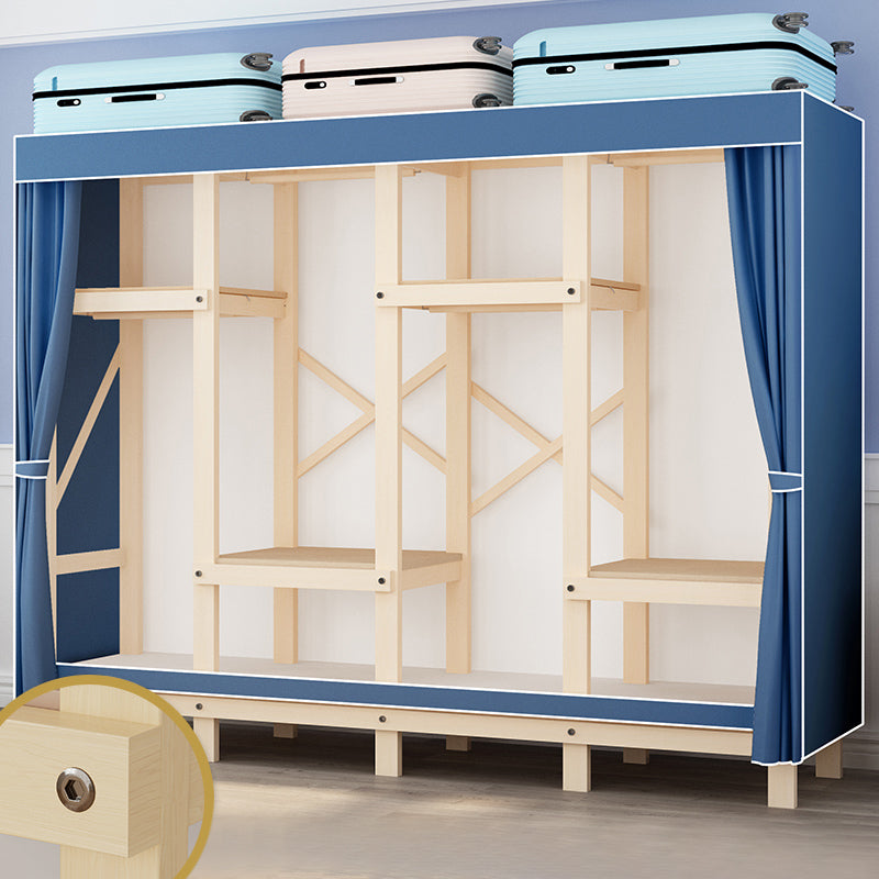 Contemporary Style Wardrobe Solid Wood 1-Door Wardrobe Closet for Bedroom 78.7"L x 17.7"W x 63.8"H Sky Blue Clearhalo 'Armoires & Wardrobes' 'armoires_wardrobes' 'Bedroom Furniture' 'furn' 'furn_armoires_wardrobes' 'Furniture' 5686518