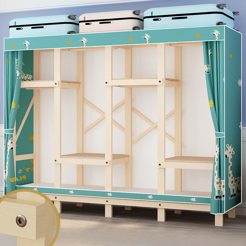 Contemporary Style Wardrobe Solid Wood 1-Door Wardrobe Closet for Bedroom 78.7"L x 17.7"W x 63.8"H Green Clearhalo 'Armoires & Wardrobes' 'armoires_wardrobes' 'Bedroom Furniture' 'furn' 'furn_armoires_wardrobes' 'Furniture' 5686519