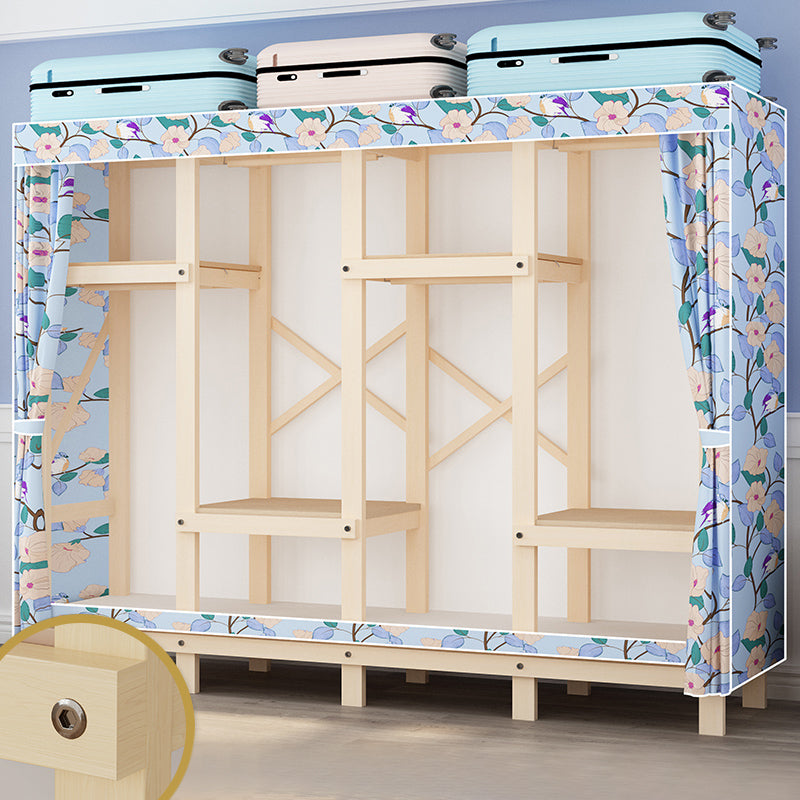 Contemporary Style Wardrobe Solid Wood 1-Door Wardrobe Closet for Bedroom 78.7"L x 17.7"W x 63.8"H Ocean Blue Clearhalo 'Armoires & Wardrobes' 'armoires_wardrobes' 'Bedroom Furniture' 'furn' 'furn_armoires_wardrobes' 'Furniture' 5686522