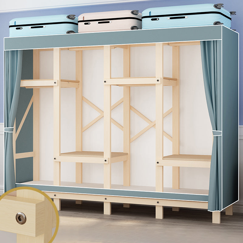 Contemporary Style Wardrobe Solid Wood 1-Door Wardrobe Closet for Bedroom 78.7"L x 17.7"W x 63.8"H Royal Blue Clearhalo 'Armoires & Wardrobes' 'armoires_wardrobes' 'Bedroom Furniture' 'furn' 'furn_armoires_wardrobes' 'Furniture' 5686523