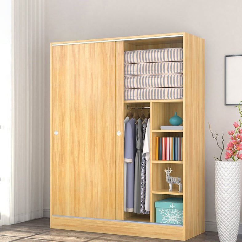 Contemporary Style Wardrobe Wood 2 Doors Wardrobe Closet for Bedroom