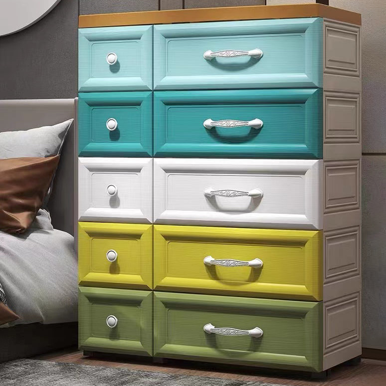 Modern Wardrobe Plastic 10-drawer Wardrobe Closet,29.53" D x 13.78" W x 39.37" H Clearhalo 'Armoires & Wardrobes' 'armoires_wardrobes' 'Bedroom Furniture' 'furn' 'furn_armoires_wardrobes' 'Furniture' 5686670