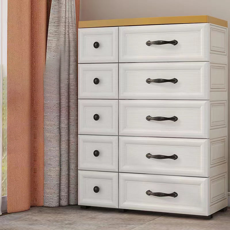 Modern Wardrobe Plastic 10-drawer Wardrobe Closet,29.53" D x 13.78" W x 39.37" H White Clearhalo 'Armoires & Wardrobes' 'armoires_wardrobes' 'Bedroom Furniture' 'furn' 'furn_armoires_wardrobes' 'Furniture' 5686671