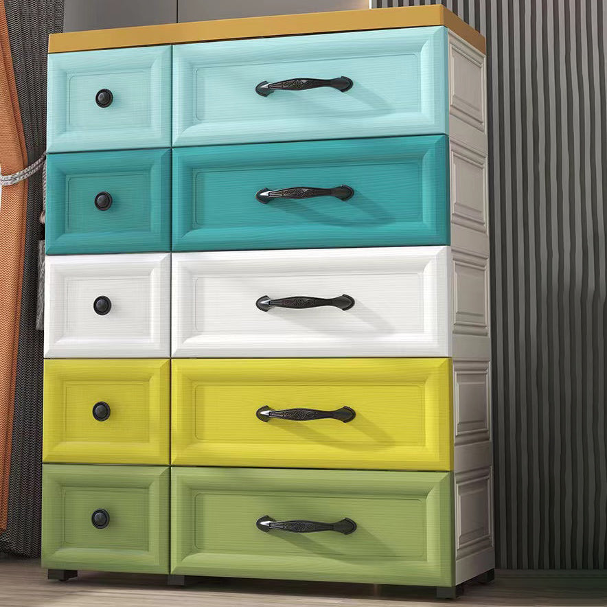 Modern Wardrobe Plastic 10-drawer Wardrobe Closet,29.53" D x 13.78" W x 39.37" H Clearhalo 'Armoires & Wardrobes' 'armoires_wardrobes' 'Bedroom Furniture' 'furn' 'furn_armoires_wardrobes' 'Furniture' 5686690