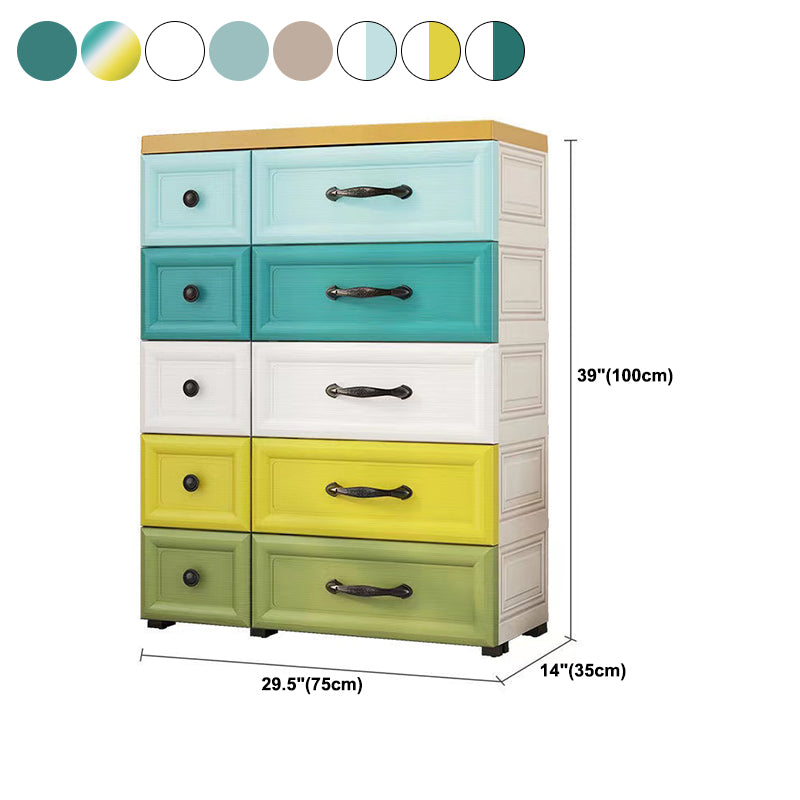 Modern Wardrobe Plastic 10-drawer Wardrobe Closet,29.53" D x 13.78" W x 39.37" H Clearhalo 'Armoires & Wardrobes' 'armoires_wardrobes' 'Bedroom Furniture' 'furn' 'furn_armoires_wardrobes' 'Furniture' 5686693