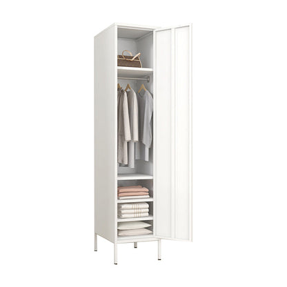 Contemporary Style Wardrobe Metal Wardrobe Closet with Shelves 15"L x 20"W x 71"H White