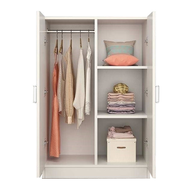 Contemporary Style Wood Wardrobe Soft Close Door Wardrobe Closet for Bedroom 31"L x 16"W x 47"H White 2 Clearhalo 'Armoires & Wardrobes' 'armoires_wardrobes' 'Bedroom Furniture' 'furn' 'furn_armoires_wardrobes' 'Furniture' 5686755