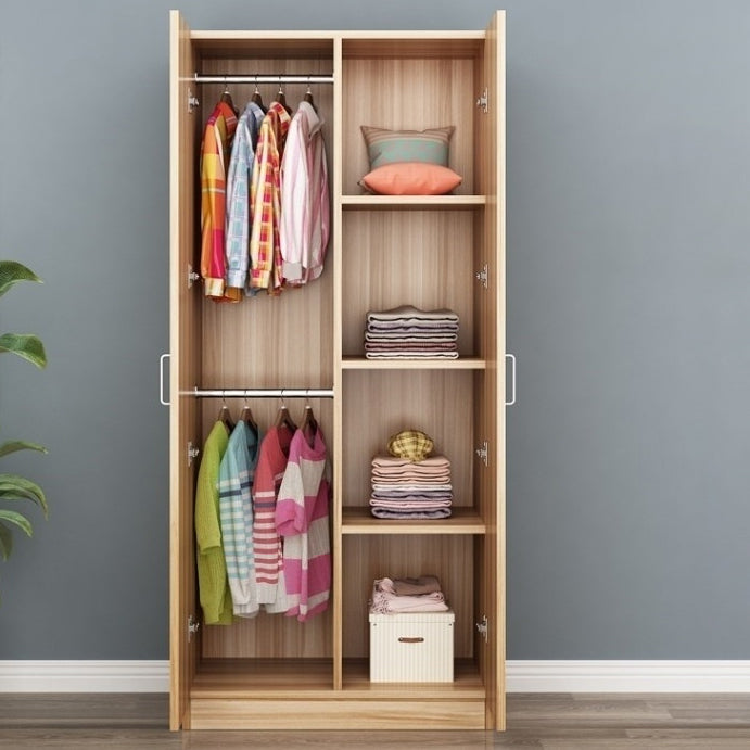 Contemporary Style Wood Wardrobe Soft Close Door Wardrobe Closet for Bedroom Natural 3 Clearhalo 'Armoires & Wardrobes' 'armoires_wardrobes' 'Bedroom Furniture' 'furn' 'furn_armoires_wardrobes' 'Furniture' 5686764