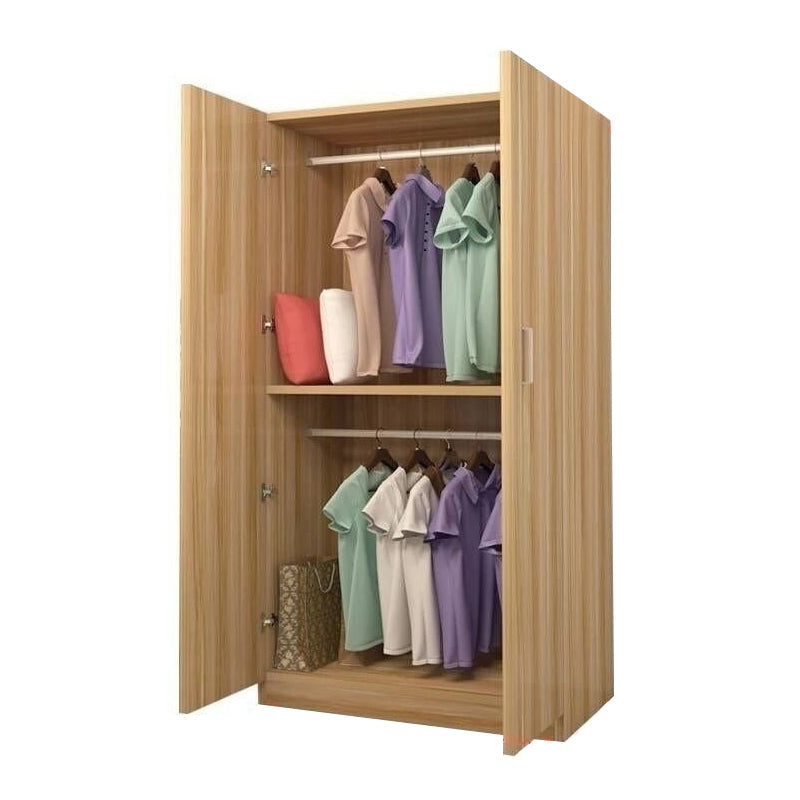 Contemporary Style Wood Wardrobe Soft Close Door Wardrobe Closet for Bedroom 31"L x 20"W x 71"H Natural 1 Clearhalo 'Armoires & Wardrobes' 'armoires_wardrobes' 'Bedroom Furniture' 'furn' 'furn_armoires_wardrobes' 'Furniture' 5686766