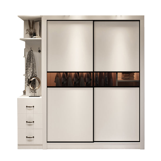 White Contemporary Wardrobe Cabinet Wooden Wardrobe Armoire for Home 47"L x 24"W x 79"H Armoires & Sideboard Clearhalo 'Armoires & Wardrobes' 'armoires_wardrobes' 'Bedroom Furniture' 'furn' 'furn_armoires_wardrobes' 'Furniture' 5686852