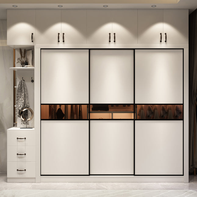 White Contemporary Wardrobe Cabinet Wooden Wardrobe Armoire for Home Clearhalo 'Armoires & Wardrobes' 'armoires_wardrobes' 'Bedroom Furniture' 'furn' 'furn_armoires_wardrobes' 'Furniture' 5686853