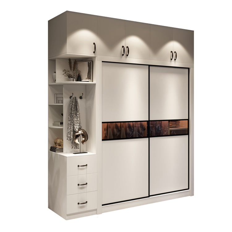 White Contemporary Wardrobe Cabinet Wooden Wardrobe Armoire for Home Clearhalo 'Armoires & Wardrobes' 'armoires_wardrobes' 'Bedroom Furniture' 'furn' 'furn_armoires_wardrobes' 'Furniture' 5686854