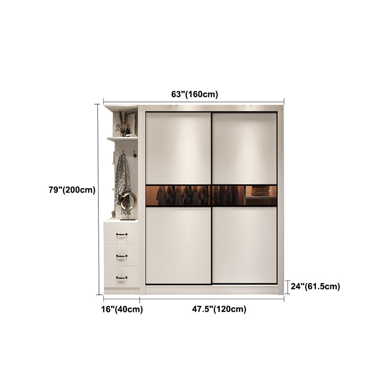 White Contemporary Wardrobe Cabinet Wooden Wardrobe Armoire for Home Clearhalo 'Armoires & Wardrobes' 'armoires_wardrobes' 'Bedroom Furniture' 'furn' 'furn_armoires_wardrobes' 'Furniture' 5686869