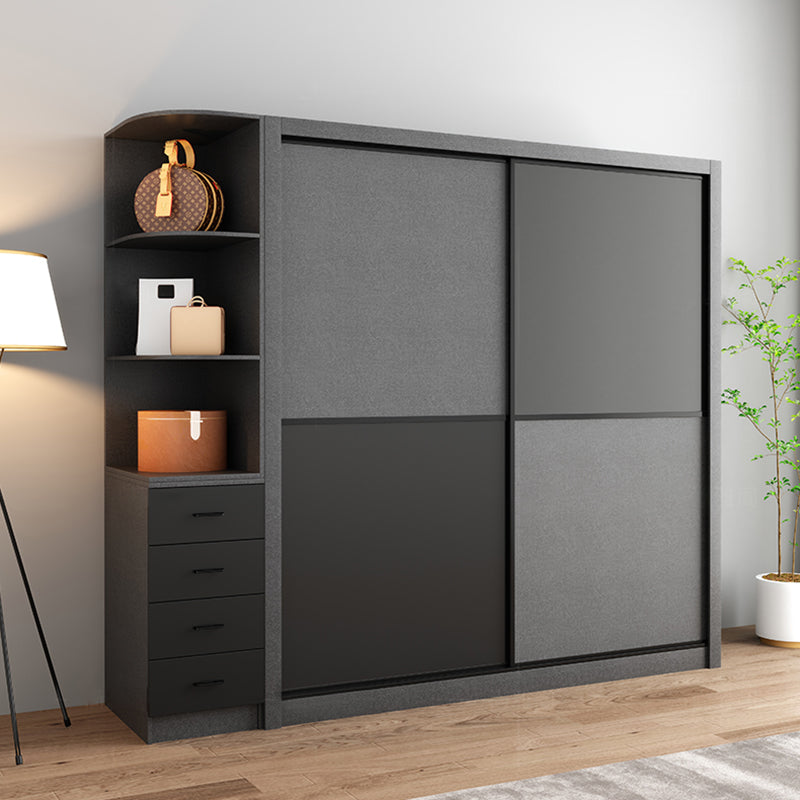 Armoire de garde-robe en bois gris armoire de garde-robe moderne