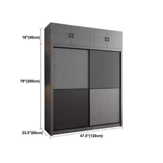 Grey Engineered Wood Wardrobe Armoire Modern Wardrobe Cabinet