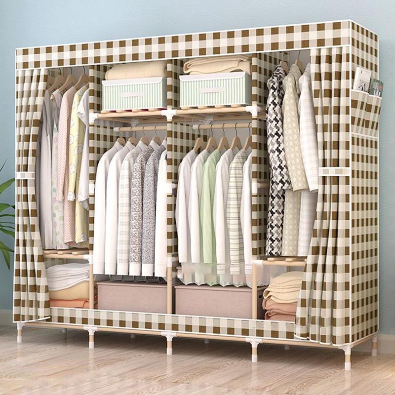 Armario de estilo moderno con varilla de tela Armario de dormitorio de madera maciza