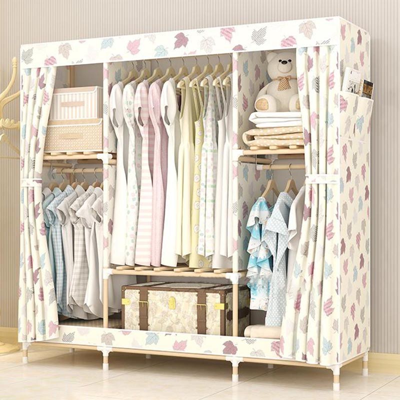 Armario de estilo moderno con varilla de tela Armario de dormitorio de madera maciza