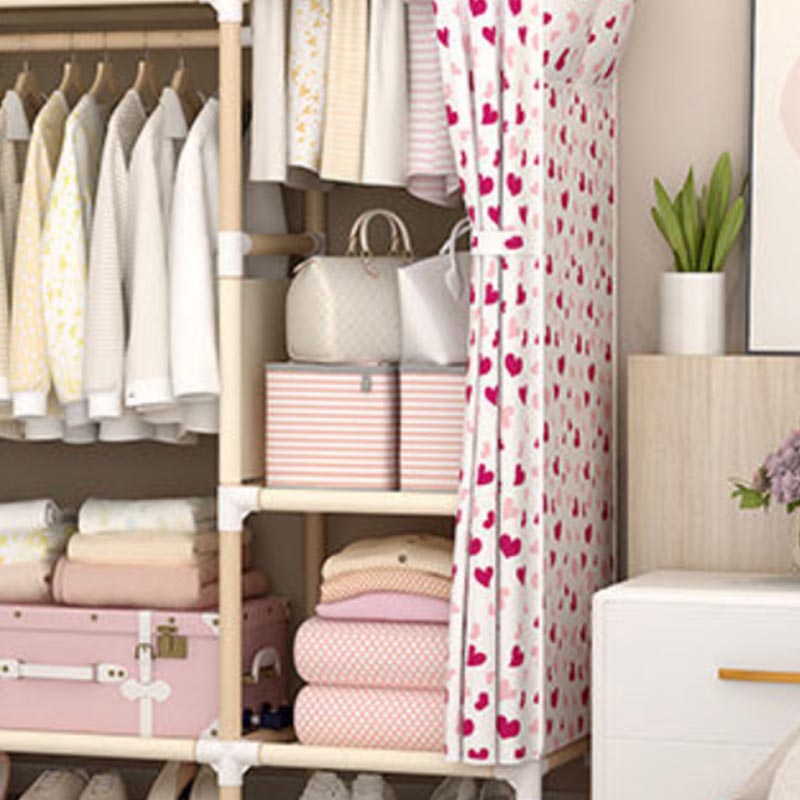 Armario de estilo moderno con varilla de tela Armario de dormitorio de madera maciza