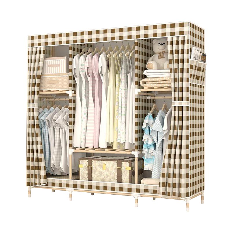 Armario de estilo moderno con varilla de tela Armario de dormitorio de madera maciza