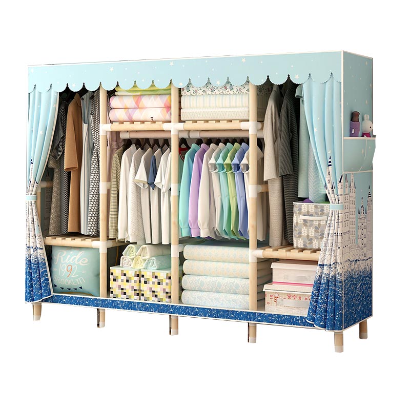 Armario de estilo moderno con varilla de tela Armario de dormitorio de madera maciza