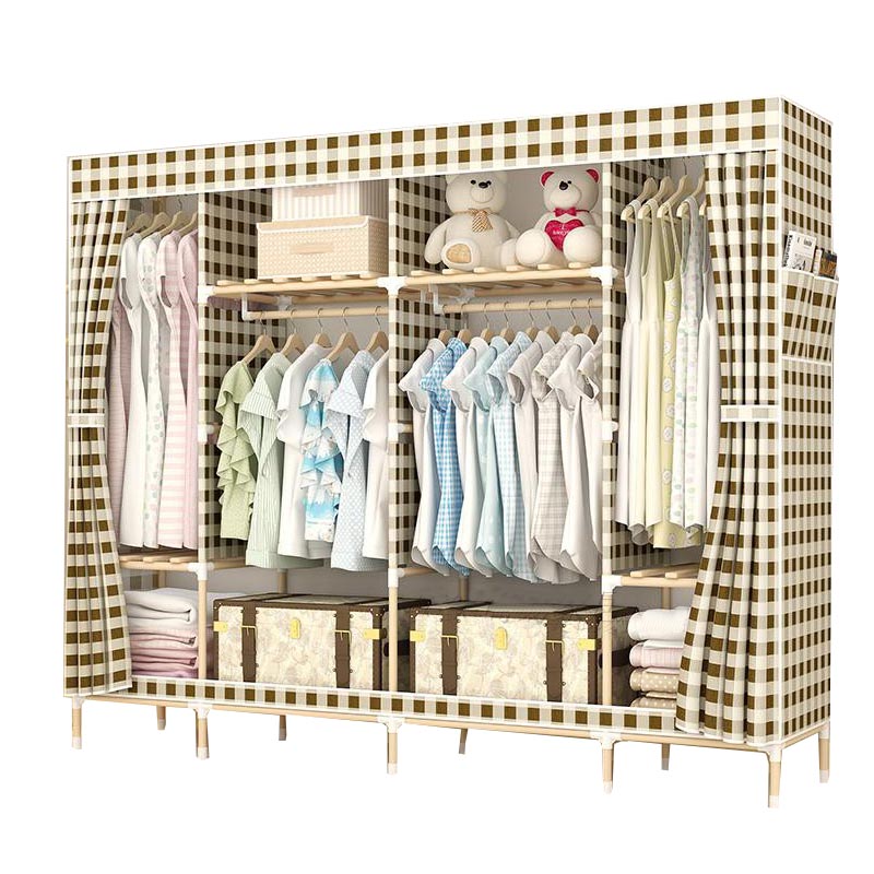 Armario de estilo moderno con varilla de tela Armario de dormitorio de madera maciza