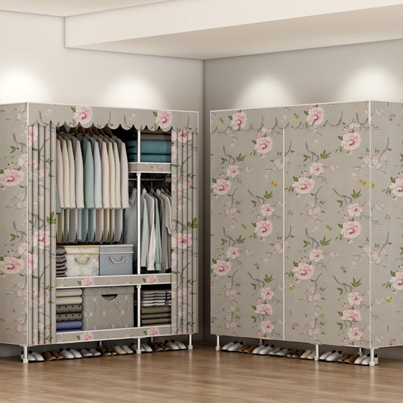 Armadio per la camera da letto in metallo moderno con armadio in metallo con ripiani